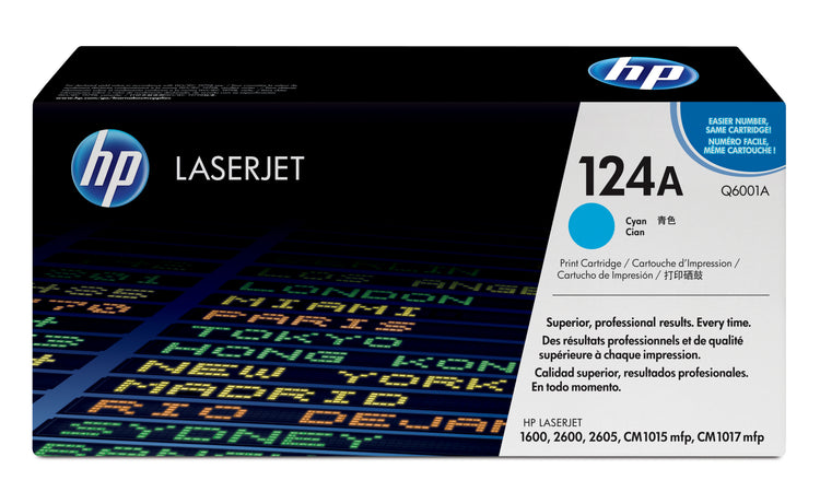 HP Q6001A (124A) Cyan Original Toner Cartridge - Cartouches Certifiees