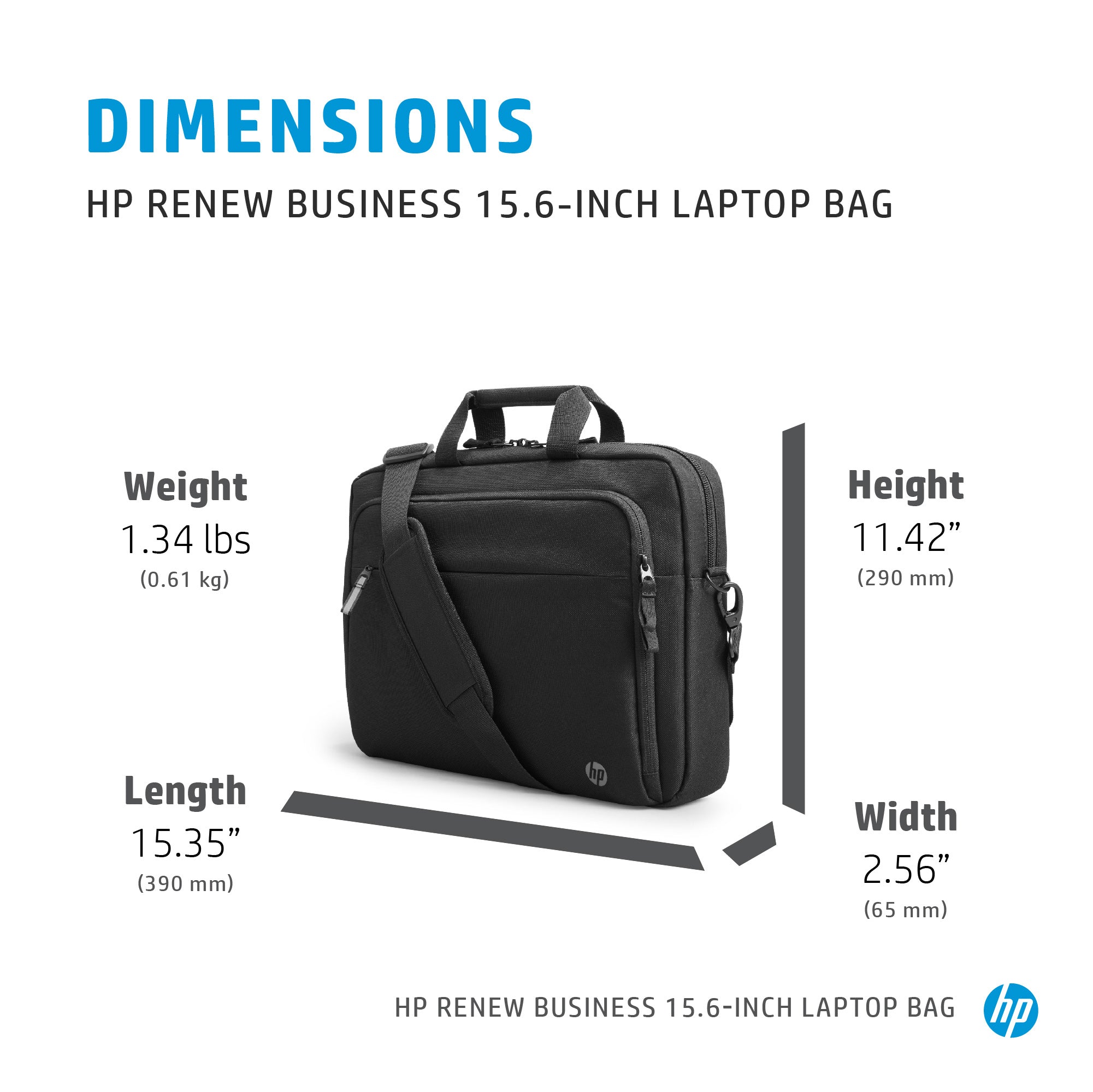 HP Renew Business 15.6 Laptop Bag 39.6 cm (15.6") Messenger case Black (3E5F8AA) - Cartouches Certifiees