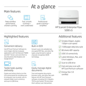 HP ScanJet Enterprise Flow 5000 s5 (6FW09A#BGJ) - Cartouches Certifiees