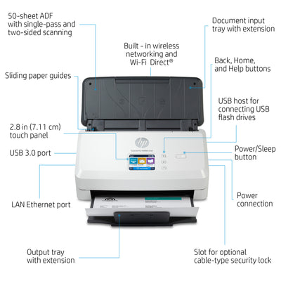 HP ScanJet Pro N4000 snw1 Sheet-feed Scanner (6FW08A#BGJ) - Cartouches Certifiees