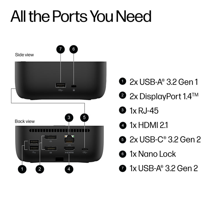 HP USB-C 100W G6 Dock (9X3V1UT#ABA) - Cartouches Certifiees