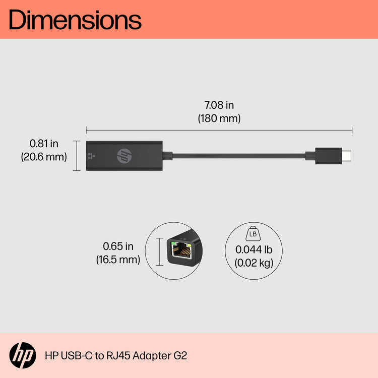 HP USB-C to RJ45 Adapter G2 (4Z527AA) - Cartouches Certifiees