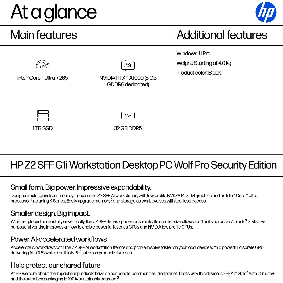 HP Z2 SFF G1I U7265 32GB/1TB PC ENGLISH (BN5L6UT#ABA) - Cartouches Certifiees