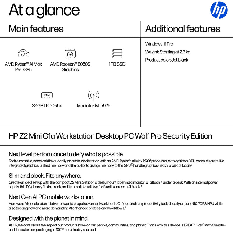 HP Z2MINIG1A RAIMP385 32GB/1TB PC ENGLISH (BN4F7UT#ABA) - Cartouches Certifiees