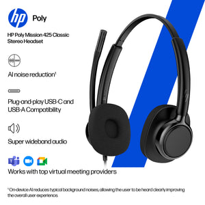 HPE HP Poly Mission 415 Monaural USB Wired Headset (Bulk) (C01B2A6#AC3) - Cartouches Certifiees