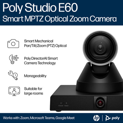 HPE HP Poly Studio E60 Smart Camera 4K MPTZ with 12x Optical Zoom (9W1A6AA#AC3) - Cartouches Certifiees
