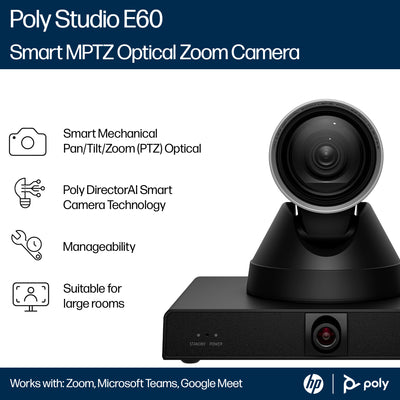 HPE HP Poly Studio E60 Smart Camera 4K MPTZ with 12x Optical Zoom (9W1A6AA#AC3) - Cartouches Certifiees