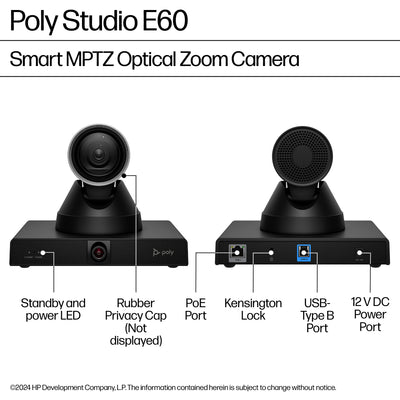 HPE HP Poly Studio E60 Smart Camera 4K MPTZ with 12x Optical Zoom (9W1A6AA#AC3) - Cartouches Certifiees