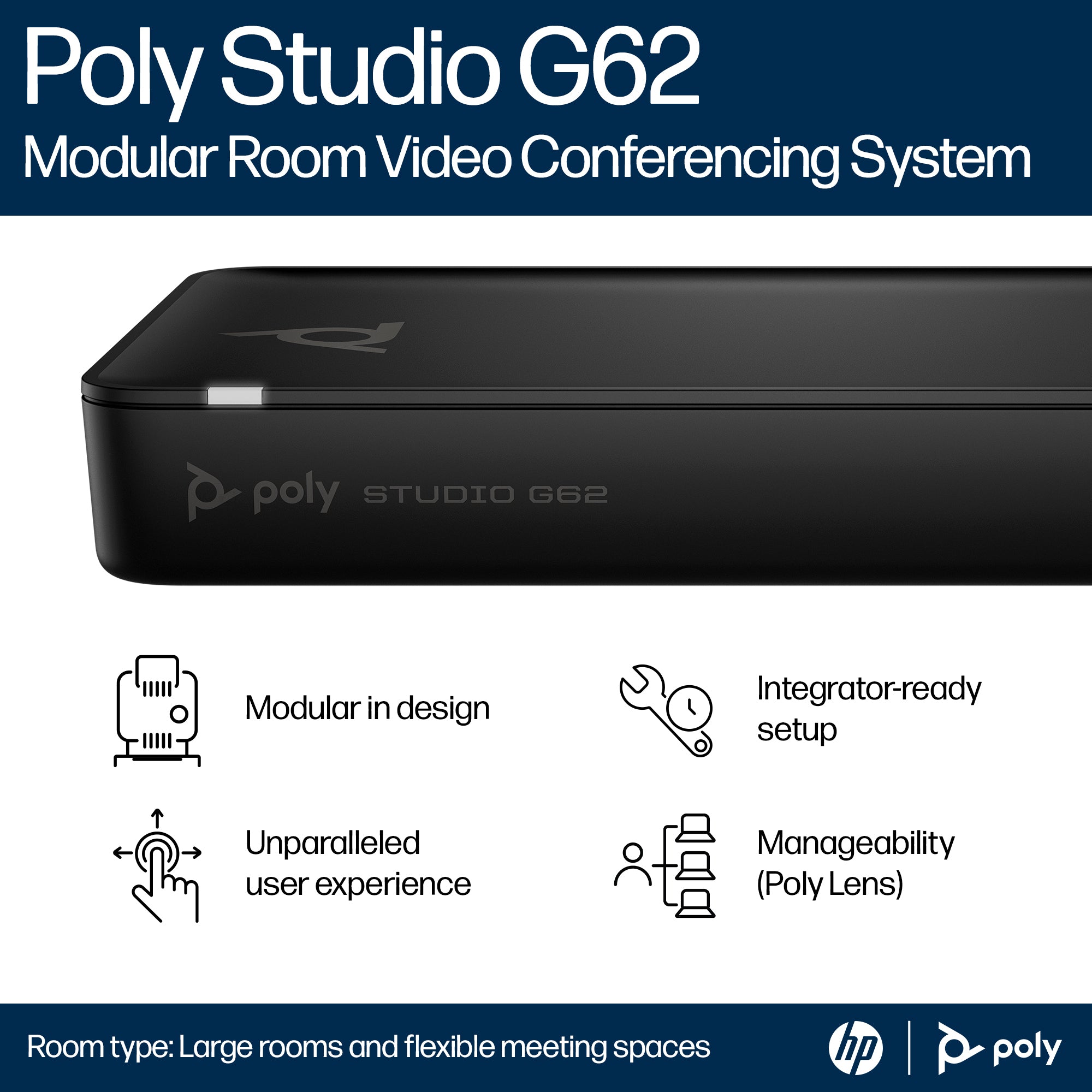 HPE HP Poly Studio G62 video conferencing system 10 person(s) Ethernet LAN Personal video conferencing system (99T09AA#AC3) - Cartouches Certifiees