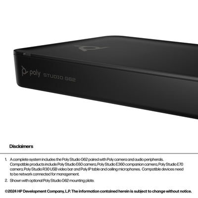 HPE HP Poly Studio G62 video conferencing system 10 person(s) Ethernet LAN Personal video conferencing system (99T09AA#AC3) - Cartouches Certifiees