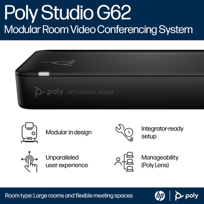 HPE HP Poly Studio G62 With Mounting Plate Kit video conferencing system 10 person(s) Ethernet LAN Personal video conferencing system (A01KCAA#AC3) - Cartouches Certifiees