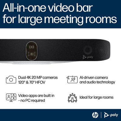 HPE HP Poly Studio X72 All-In-One Video Bar video conferencing system 20 MP Ethernet LAN Video collaboration bar (A4LZ8AA#ABA) - Cartouches Certifiees
