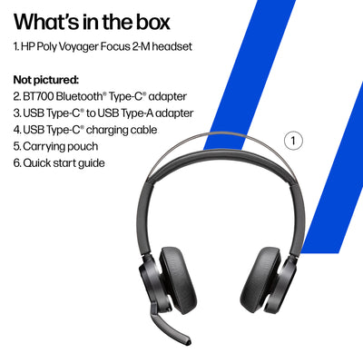 HPE HP Poly Voyager Focus 2 Wireless Head-band Office/Call center USB Type-C Bluetooth Black (9T9J4AA#AC3) - Cartouches Certifiees