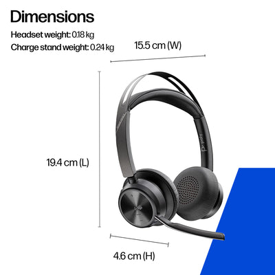 HPE HP Poly Voyager Focus 2 Wireless Head-band Office/Call center USB Type-C Bluetooth Black (9T9J4AA#AC3) - Cartouches Certifiees