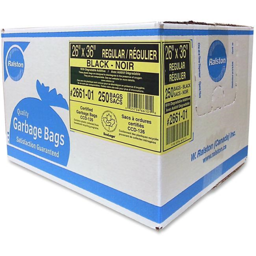 INTEPLAST GROUP Black 26" x 36" Regular Value Plus 250's Bags (266101) - Cartouches Certifiees