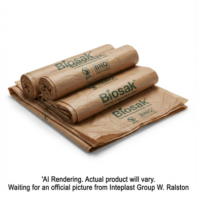 INTEPLAST GROUP Compostable Bags 16.5 X 16.5 Regular Brown - 100 Bags (053403B) - Cartouches Certifiees
