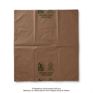 INTEPLAST GROUP Sacs Compostables Rehrig 40 litres Doublure/Bac Vert Marron - 10 Sacs 29 po x 30 po (050703B)
