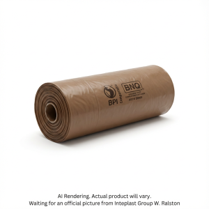 INTEPLAST GROUP Sacs Compostables 48 po X 60 po Doublure de Bac Roulant Marron - 5 Sacs (051603B)