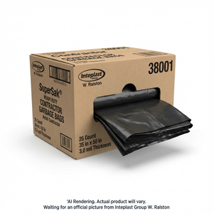 INTEPLAST GROUP Contractor Bags 35" x 50" - 50's Heavy Duty Black - 25 Bags (38001) - Cartouches Certifiees