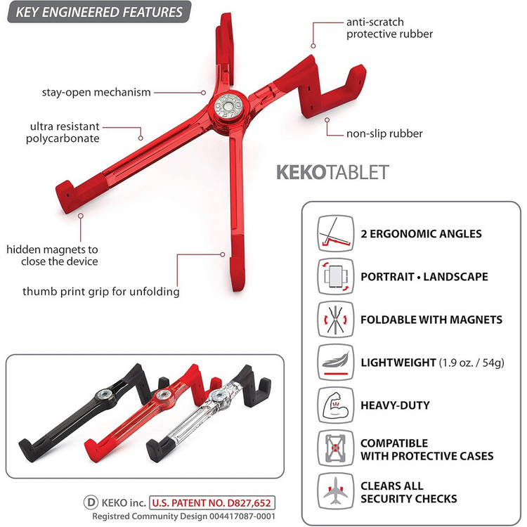 KEKO Universal Tablet Stand - Clear (KT-C-U) - Cartouches Certifiees