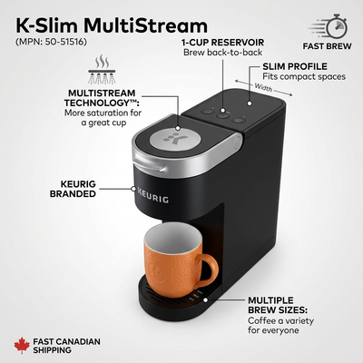 KEURIG Coffee Brewer K-Slim - Cartouches Certifiees