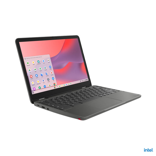 LENOVO 500e Yoga Chromebook Gen 4 Intel® N N100 31 cm (12.2") Écran tactile WUXGA 4 Go LPDDR5-SDRAM 32 Go eMMC Wi-Fi 6E (802.11ax) ChromeOS Gris QWERTY Anglais américain (82W4000AUS)
