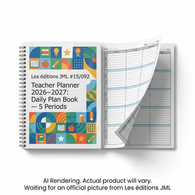 LES ÉDITIONS JML Teacher planner 2026-2027, Daily plan book 5 periods (#15/092) - Cartouches Certifiees