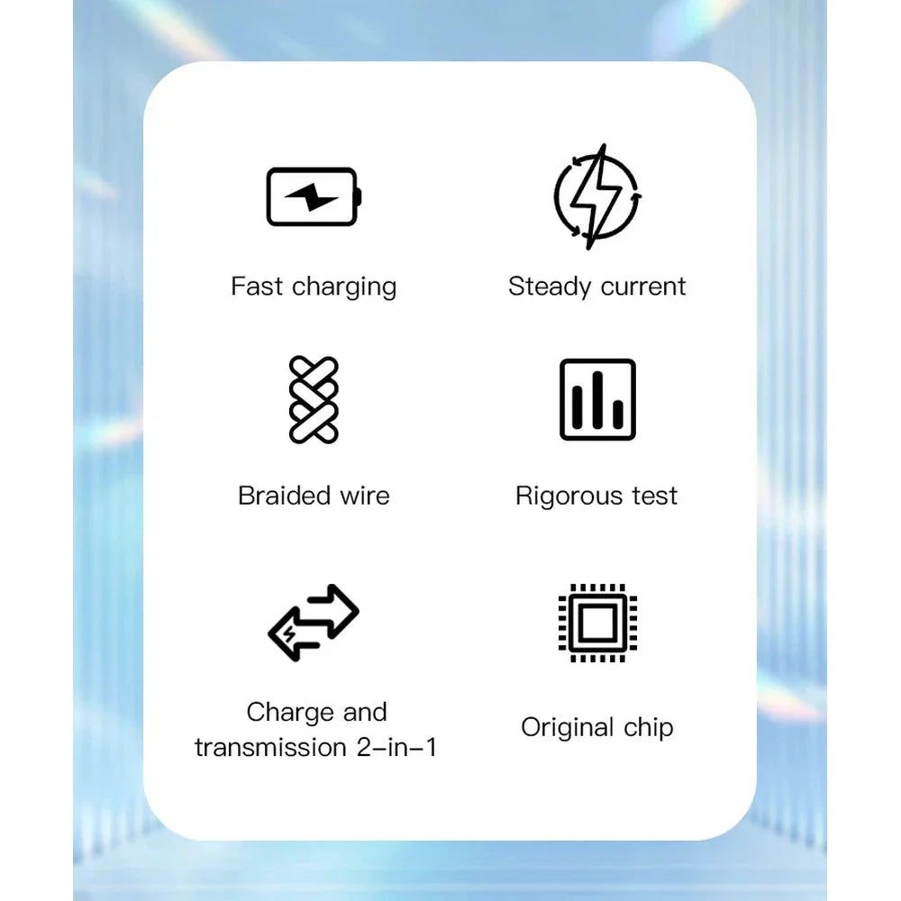 MLINK Lightning to USB Braided Fast Charging Cable PD20W 5V/2.4A - 2m (6.6') (96506) - Cartouches Certifiees