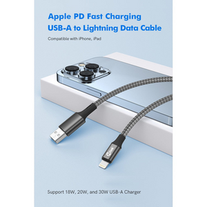 MLINK Lightning to USB Braided Fast Charging Cable PD20W 5V/2.4A - 3m (10') (96507) - Cartouches Certifiees