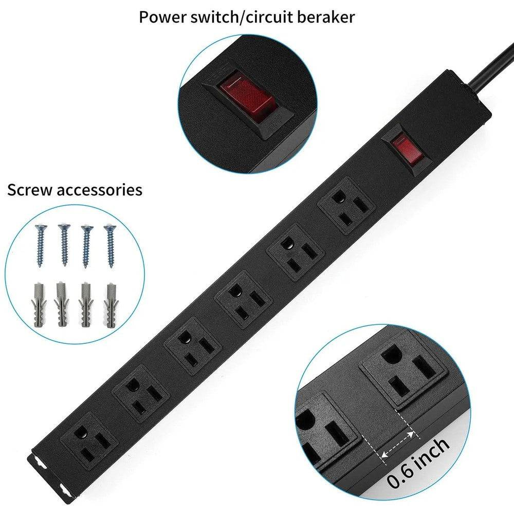 MLINK Metal Surge Protector Power Bar, 6 Outlets, 8ft Cord (96529) - Cartouches Certifiees