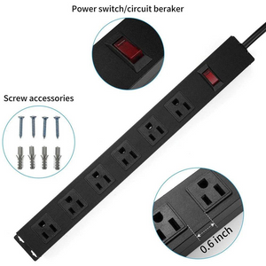 MLINK Metal Surge Protector Power Bar, 6 Outlets, 8ft Cord (96529) - Cartouches Certifiees