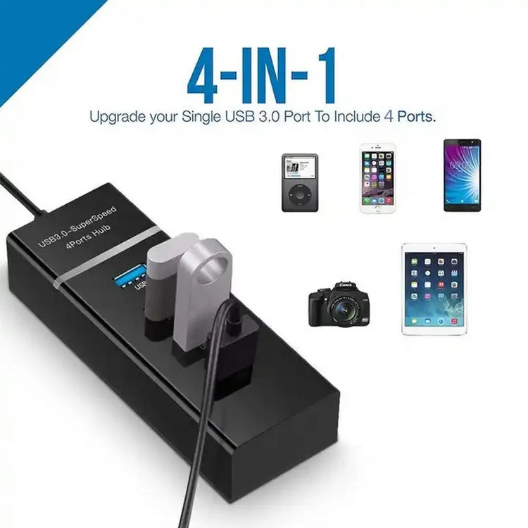 MLINK USB 3.0 4-Port Hub, Black (96570) - Cartouches Certifiees