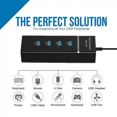 MLINK USB 3.0 4-Port Hub, Black (96570) - Cartouches Certifiees