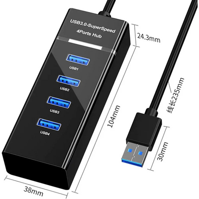 MLINK USB 3.0 4-Port Hub, Black (96570) - Cartouches Certifiees