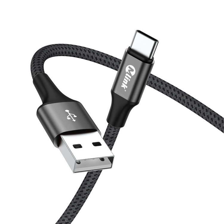 MLINK USB-A to USB-C Braided Fast Charging Cable PD20W 5V/2.4A - 2m (6.6') (96503) - Cartouches Certifiees