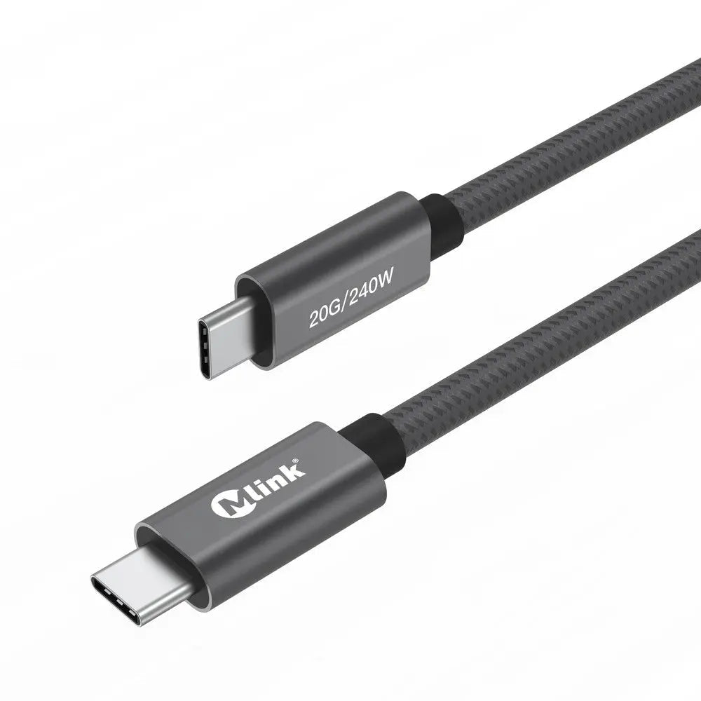 MLINK USB-C Braided High-Speed Transfer Cable PD240W 20Gbps - 2m (6.6') (96588) - Cartouches Certifiees