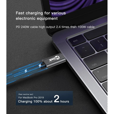 MLINK USB-C Braided High-Speed Transfer Cable PD240W 20Gbps - 2m (6.6') (96588) - Cartouches Certifiees
