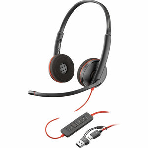 Poly Blackwire 3220 Stereo USB-C Headset + USB-C/A Adapter (Bulk) - Cartouches Certifiees