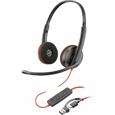 Poly Blackwire 3220 Stereo USB-C Headset + USB-C/A Adapter (Bulk) - Cartouches Certifiees