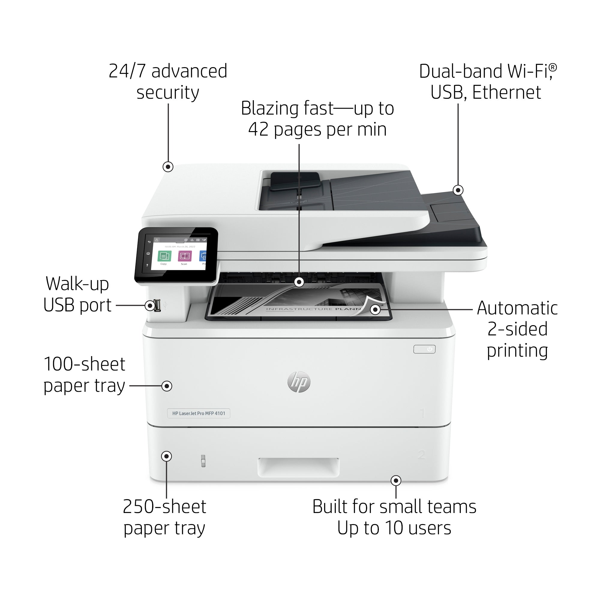 Printer HP LaserJet Pro MFP 4101dw (2Z620F) - Cartouches Certifiees