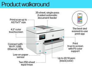 Printer HP OfficeJet Pro 9730e (537P6B) - Cartouches Certifiees