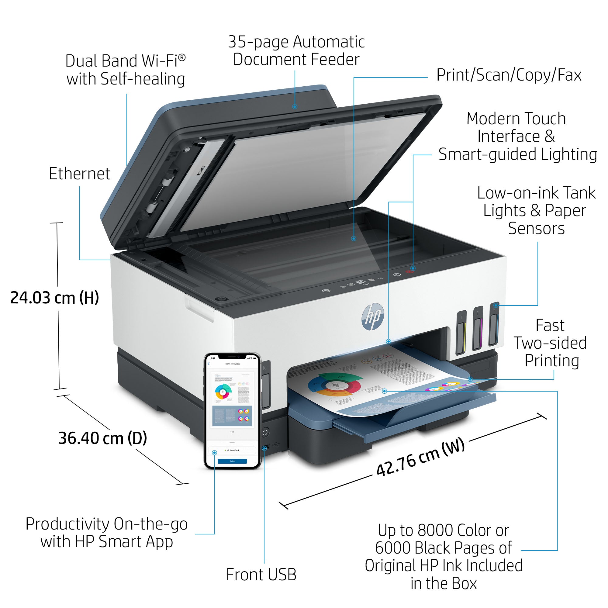 Printer HP Smart Tank 7602 (28B98A) - Cartouches Certifiees