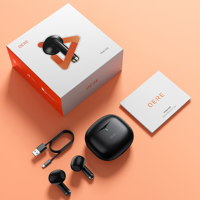 QERE E28 Bluetooth Wireless Earbuds, Immersive Sound & Noise Cancellation, IPX5 - Black (130286) - Cartouches Certifiees