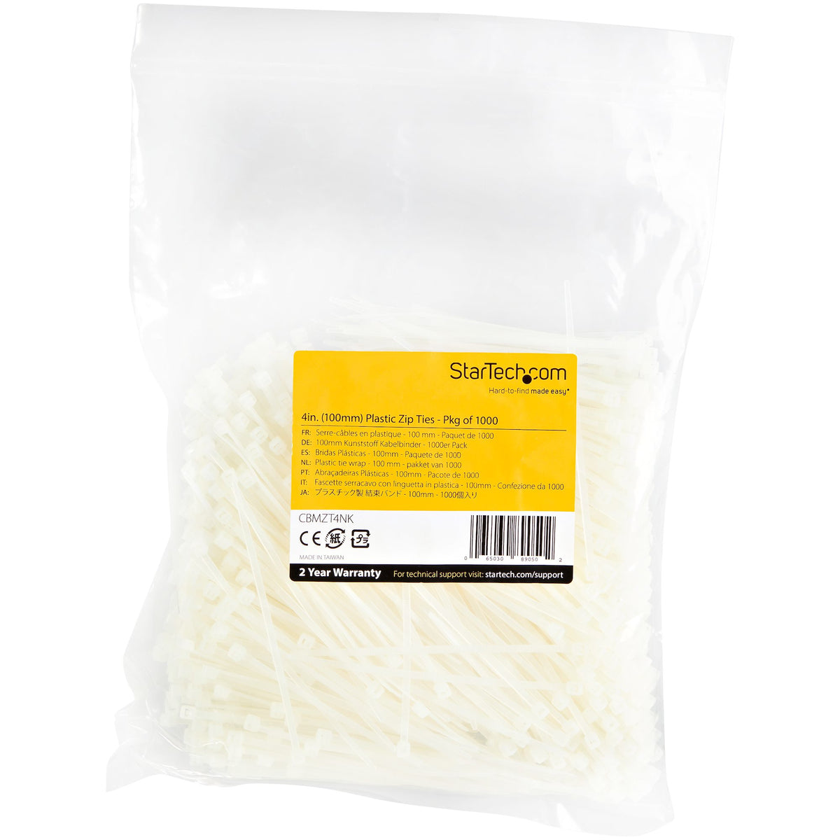 STARTECH cable tie Releasable cable tie Nylon, Plastic White 1000 pc(s) (CBMZT4NK) - Cartouches Certifiees