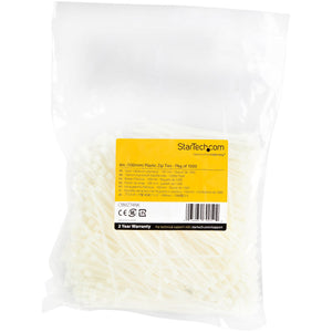 STARTECH cable tie Releasable cable tie Nylon, Plastic White 1000 pc(s) (CBMZT4NK) - Cartouches Certifiees