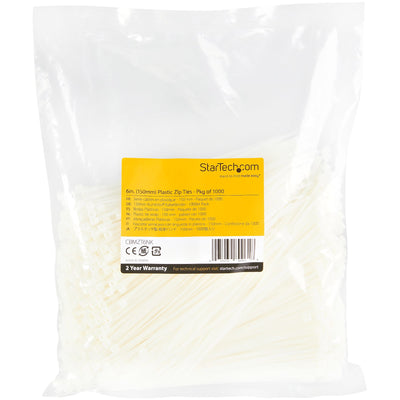 STARTECH cable tie Releasable cable tie Nylon, Plastic White 1000 pc(s) (CBMZT6NK) - Cartouches Certifiees
