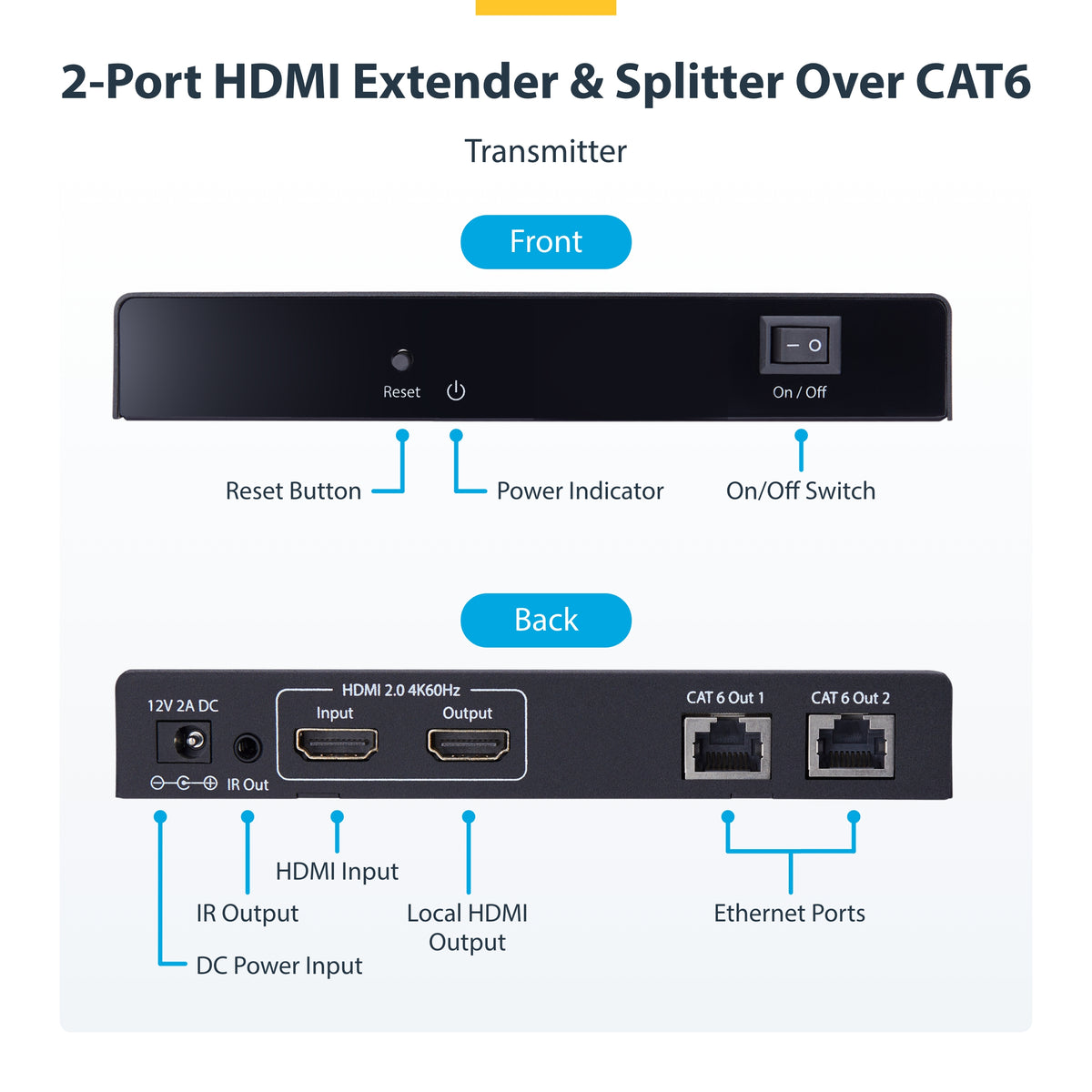 STARTECH .com AV extender AV transmitter & receiver Black (4K7012IC-EXTEND-HDMI) - Cartouches Certifiees