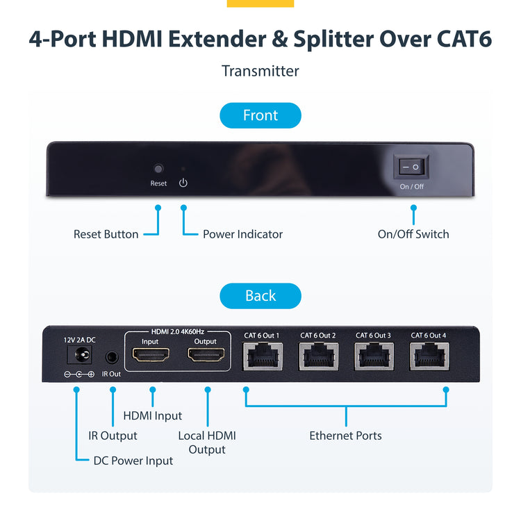 STARTECH .com AV extender AV transmitter & receiver Black (4K7014IC-EXTEND-HDMI) - Cartouches Certifiees