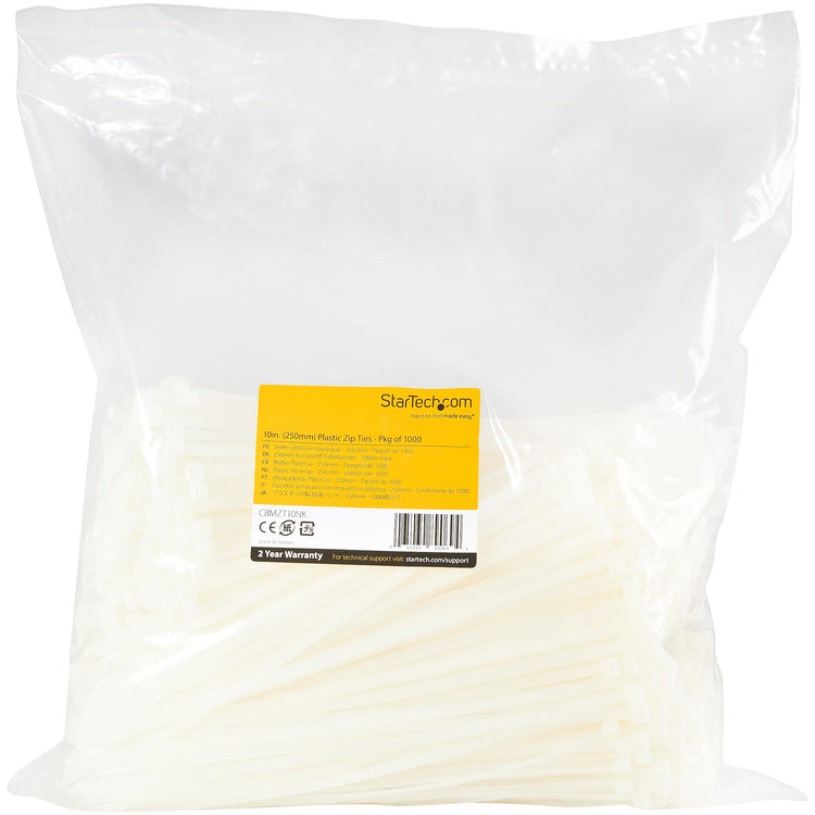STARTECH .com cable tie Releasable cable tie Nylon, Plastic White 1000 pc(s) (CBMZT10NK) - Cartouches Certifiees