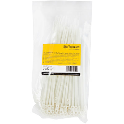 STARTECH .com cable tie Releasable cable tie Nylon White 100 pc(s) (CBMZTS10N8) - Cartouches Certifiees
